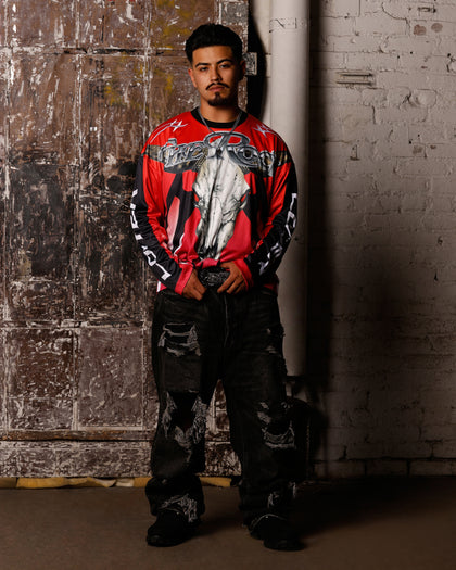 Loiter X WWE The Rock Motorcross Long Sleeve Jersey Red/Black