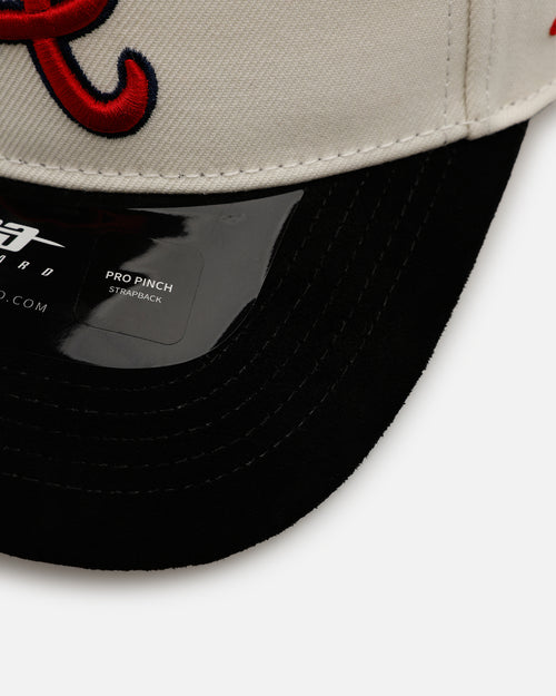 Pro Standard Atlanta Braves 'Signature Suede' Pro Pinch Strapback Off White/Black