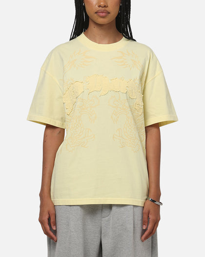 Ed Hardy Double Dragon Applique T-Shirt Butter Yellow