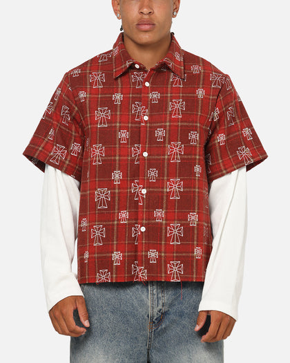 Saint Morta Sanctuary Layered Button Up Shirt Red