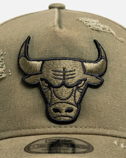 New Era Chicago Bulls 'Distressed Olive' 9FORTY A-Frame Snapback Olive