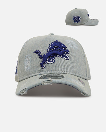 New Era Detroit Lions 'Distressed Denim' 9FORTY A-Frame Snapback Light Wash Denim
