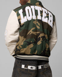 Loiter Star Child Varsity Jacket Woodland Camo