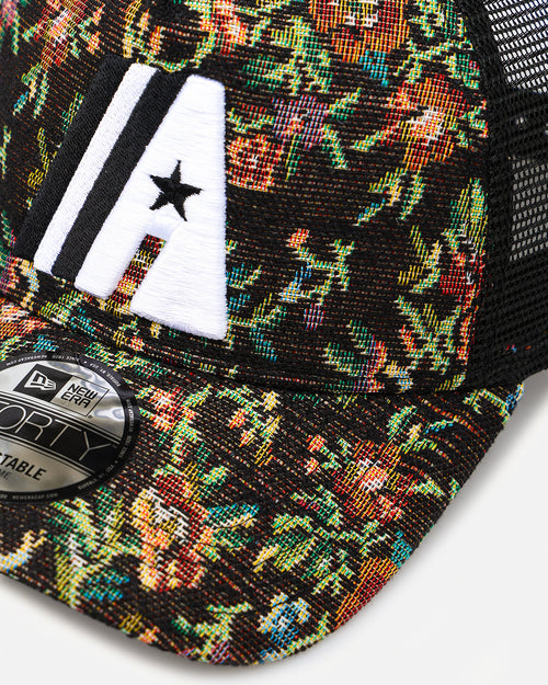 New Era Houston Astros 'Black Floral Tapestry' 9FORTY A-Frame Trucker Snapback Tapestry