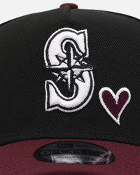 New Era Seattle Mariners 'Burgundy Hearts' 9FORTY A-Frame Snapback Black/Maroon