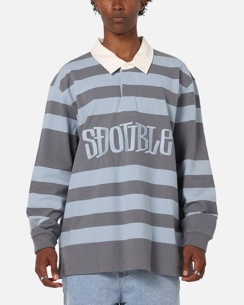 S Double PK Stripe Rugby Polo Baby Blue