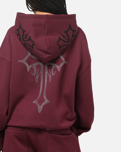 Ed Hardy Trinity Rhinestone Zip Hoodie Plum