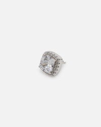 Saint Morta Cushion Cut Halo Earrings Iced White Gold