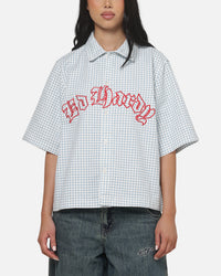 Ed Hardy Eagle Button Up Shirt Blue Pinstripe