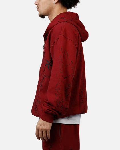 Revenge Tattoo Zip Hoodie Red