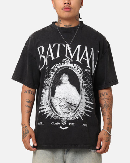 73Studio X DC Batman Mirror Vintage T-Shirt Black Acidwash