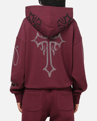 Ed Hardy Trinity Rhinestone Zip Hoodie Plum