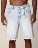 Saint Morta Inferno Baggy Denim Shorts Blue Acidwash