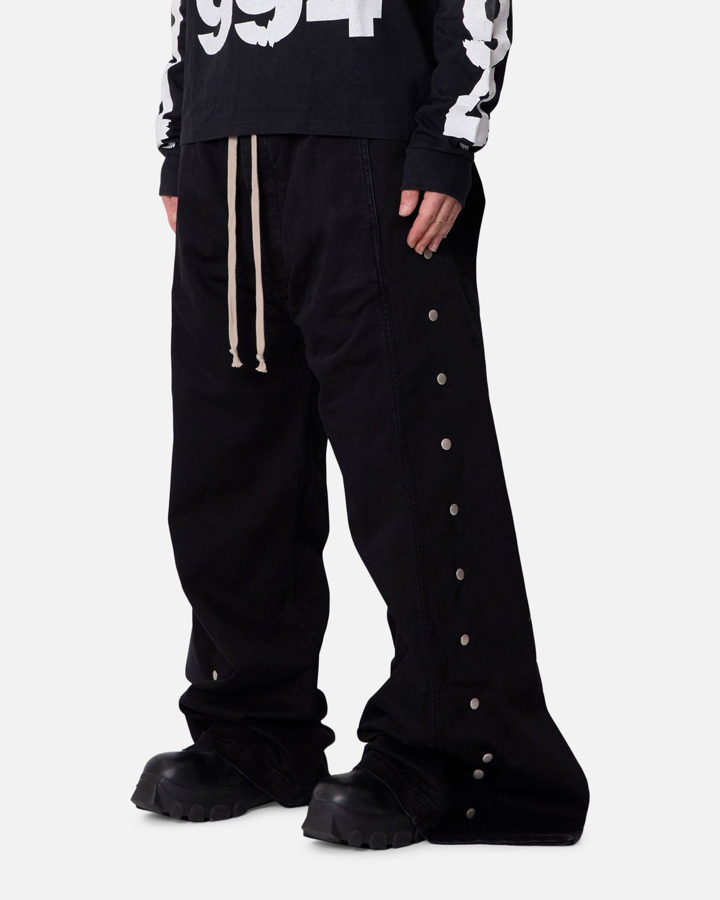 MNML Wide Panel Side Snap Pants Black | Culture Kings US