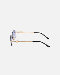 Belvoir & Co Hampton Diamond Cut Sunglasses Gold/Blue