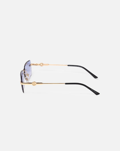 Belvoir & Co Hampton Diamond Cut Sunglasses Gold/Blue