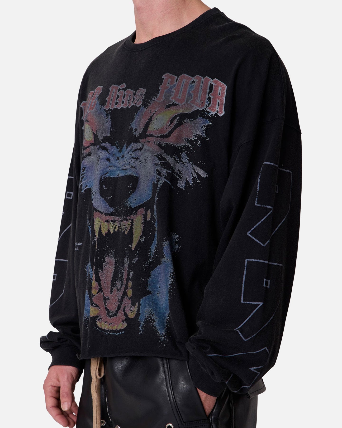Sサイズ Vintage Wolf Skull Long Sleeve T XG MNML 994 Wolf Long Sleeve T-Shirt Black | Culture Kings US