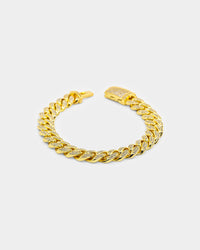 NXS 12mm Diamond Cuban Link Bracelet Iced Gold