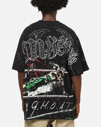 73Studio X WWE 619 All Over Print T-Shirt Black Wash
