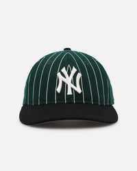 New Era New York Yankees 9FIFTY Retro Melton Pinstripe Strapback Dark Green/Black