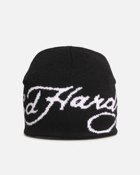 Ed Hardy Script Skull Knit Beanie Black