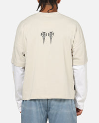 Saint Morta Muerte Layered Long Sleeve T-Shirt Stone/White