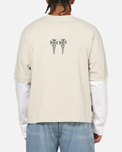 Saint Morta Muerte Layered Long Sleeve T-Shirt Stone/White