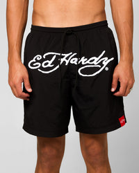 Ed Hardy Beach Shorts Black