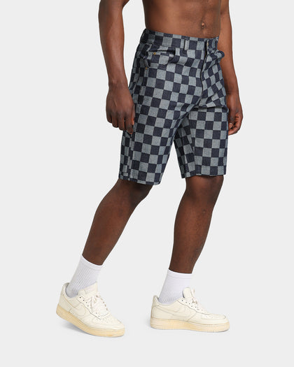XXIII Checker Board Denim Shorts Blue