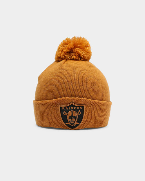 New Era Oakland Raiders Pom Knit Beanie Wheat