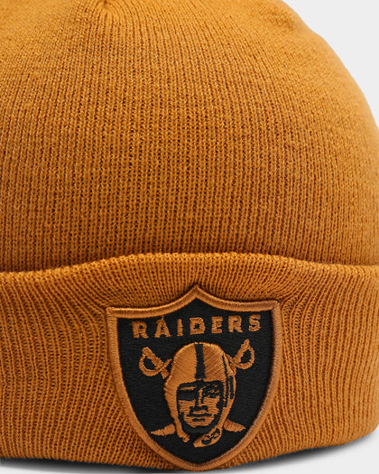 New Era Oakland Raiders Pom Knit Beanie Wheat