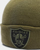 New Era Raiders Pom Knit Beanie Olive/Black
