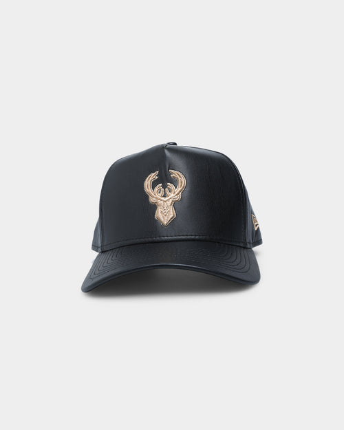 New Era Milwaukee Bucks "Black Tan PU Leather" 9FORTY K-Frame Snapback Black/Tan