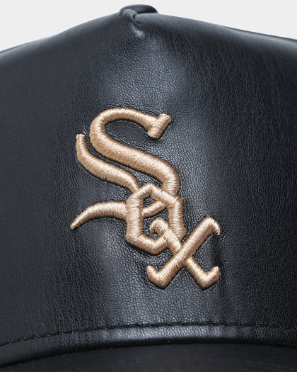 New Era Chicago White Sox "Black Tan PU Leather" 9FORTY K-Frame Snapback Black/Tan