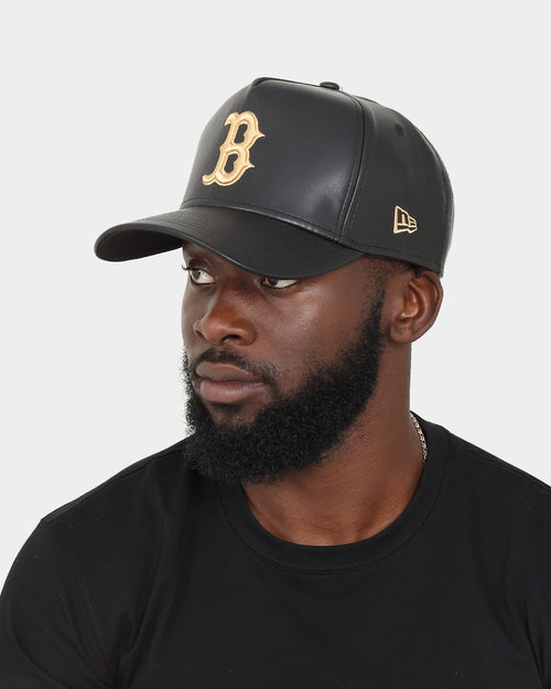 New Era Boston Red Sox "Black Tan PU Leather" 9FORTY K-Frame Snapback Black/Tan
