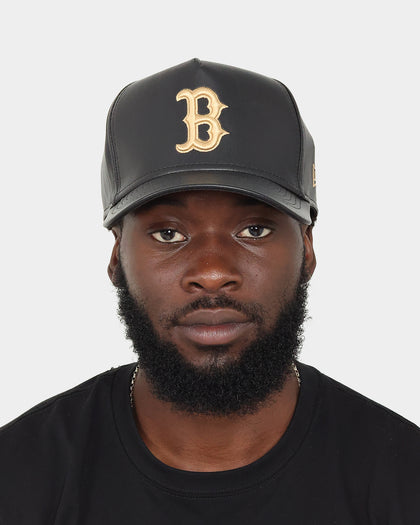 New Era Boston Red Sox "Black Tan PU Leather" 9FORTY K-Frame Snapback Black/Tan