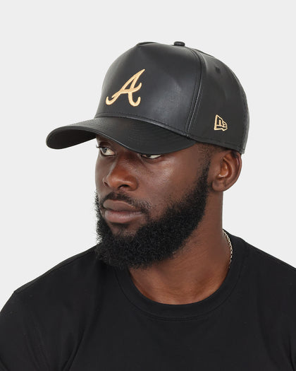 New Era Atlanta Braves "Black Tan PU Leather" 9FORTY K-Frame Snapback Black/Tan
