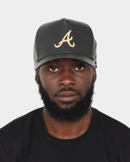 New Era Atlanta Braves "Black Tan PU Leather" 9FORTY K-Frame Snapback Black/Tan