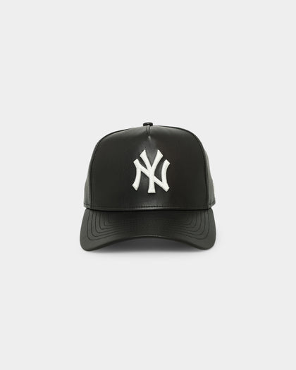 New Era New York Yankees 'PU Leather' 9FORTY K-Frame Strapback Black Leather