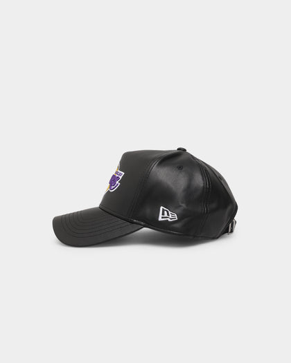 New Era Los Angeles Lakers 'PU Leather' 9FORTY A-Frame Strapback Black Leather