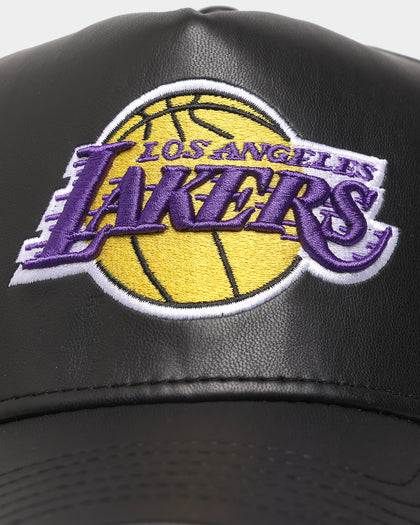 New Era Los Angeles Lakers 'PU Leather' 9FORTY A-Frame Strapback Black Leather