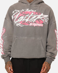 Loiter Wave Break Vintage Hoodie Charcoal