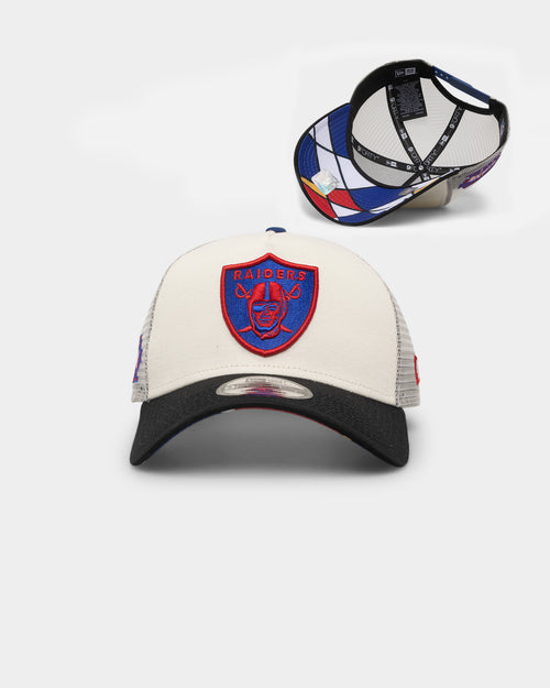 New Era Oakland Raiders 'Retro Mosaic' 9FORTY A-Frame Trucker Snapback White/Black