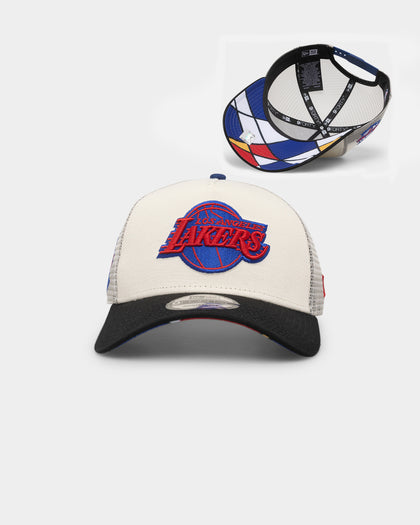 New Era Los Angeles Lakers 'Retro Mosaic' 9FORTY A-Frame Trucker Snapback White/Black