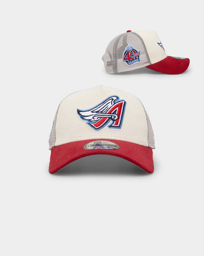 New Era Anaheim Angels '2-Tone Corduroy' 9FORTY A-Frame Trucker Snapback Chrome/Red