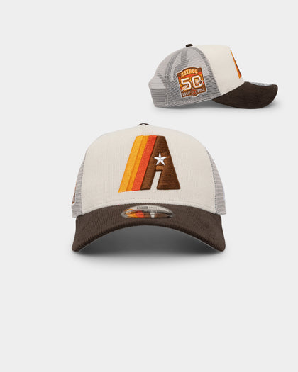 New Era Houston Astros '2-Tone Corduroy' Trucker Snapback Chrome/Walnut