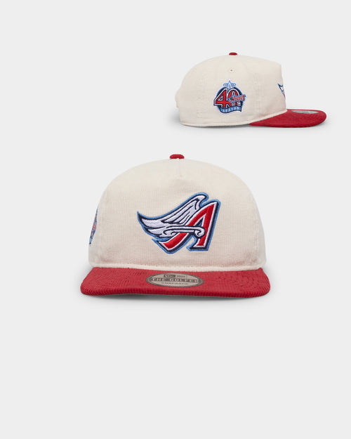 New Era Anaheim Angels '2-Tone Corduroy' Golfer Snapback Chrome/Red