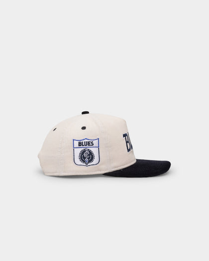 New Era Carlton Blues "AFL Cord Script" Golfer Snapback Chrome/OTC