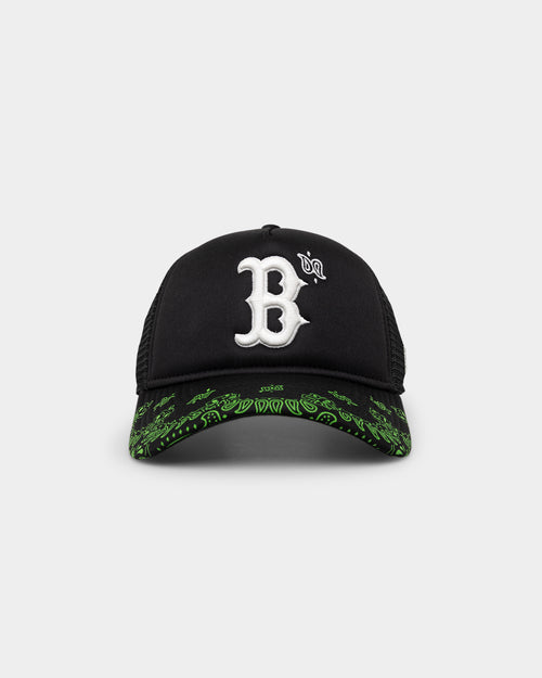 New Era Boston Red Sox 9FORTY A-Frame Trucker Snapback Black/Neon Green