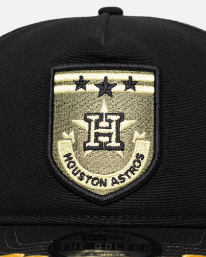 New Era Houston Astros 'Military Patch' Pre-Curved Golfer Snapback Black